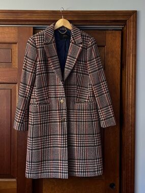 J. Crew Plaid Wool Blend Coat